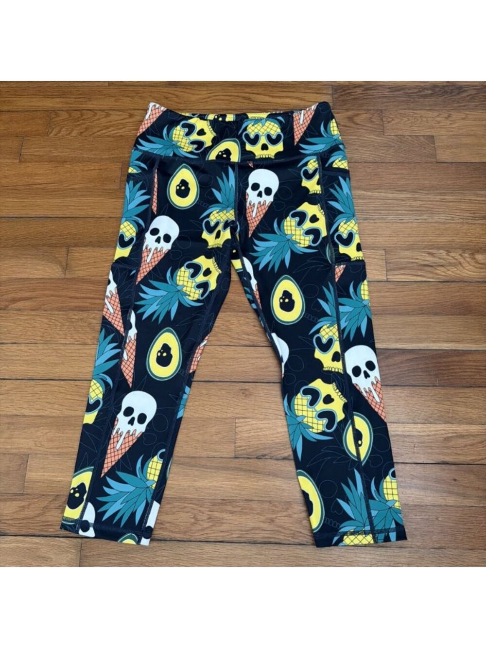 CVG Women's Squat Proof Leggings Ice Cream Skull Print Size M (O05)